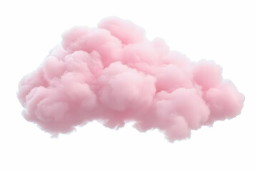 Pink Cloud Floats Gently on White Background, Soft and Dreamlike Texture