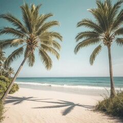 Fototapeta premium Vintage-Toned Beach with Shimmering Ocean.jpeg
