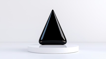 Fototapeta premium Sleek Black Cone on Minimalist White Platform