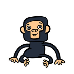 Fototapeta premium Cute cartoon smiling ape or monkey wild animal. Vector illustration isolated on white background.