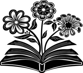 abstract illustration of a flower on a book silhouette inspiration beground.