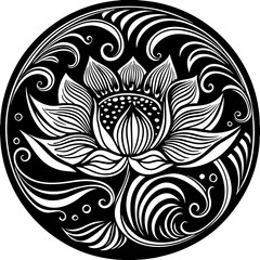 abstract illustration of Buddhist lotus flower silhouette.