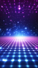 Abstract Background Creates a Futuristic Grid with Glowing Lights and Stars Beautifully