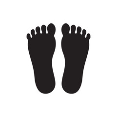 Silhouette of foot print vector icon on white background. 