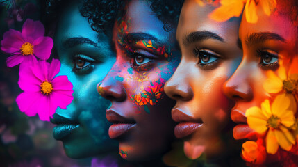 Obraz premium National Women of Color Day in the USA. Natural Portraits: An Honest Display of Diversity and Natural Beauty