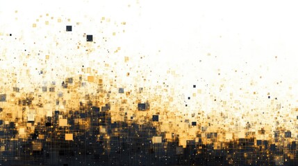 Gold and black pixel abstract background design isolated on white background