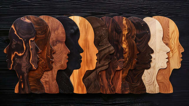 Black paper pawn standing out from white ones on yellow background, flat lay.