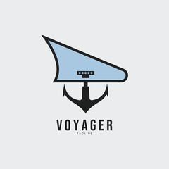 ship logo and anchor front view vector design