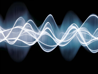 Abstract Light Waves Flow Across a Dark Background with Smooth Curves and Dynamic Movement