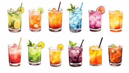 set of cocktails