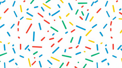 Colorful Lines Scattered Seamlessly Across a Clean White Backdrop with Lively Vibrancy