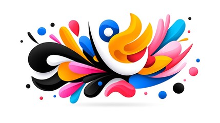 Vibrant Abstract Design with Fluid Shapes and Bright Colors