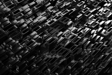 Abstract geometric pattern with black cubes. 3d render