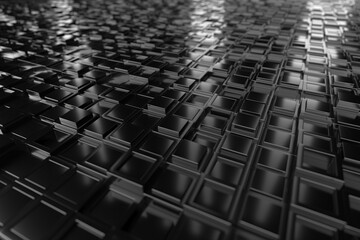 Obraz premium Abstract futuristic grid with black cubes for modern design. 3d render.
