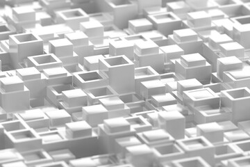 Abstract geometric cube pattern in monochrome design. 3d render