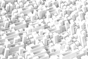 Obraz premium Abstract geometric maze with white blocks and shadows. 3d render
