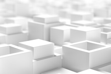 Fototapeta premium Abstract geometric background with white cubes in a minimalist design. 3d render