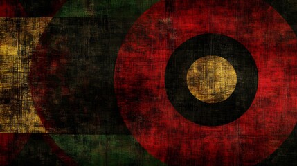 Abstract Grunge Red Black Gold Circles Texture Background