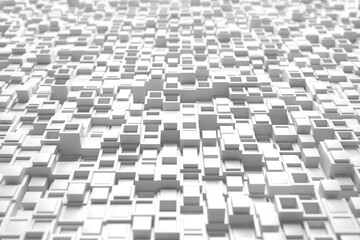 Abstract geometric pattern with white cubes for modern design and architecture. 3d render.