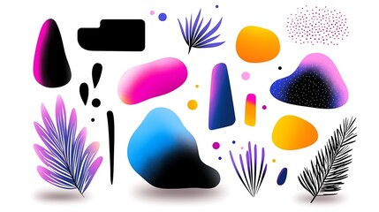 Vibrant Abstract Shapes and Organic Forms A Colorful Gradient Background