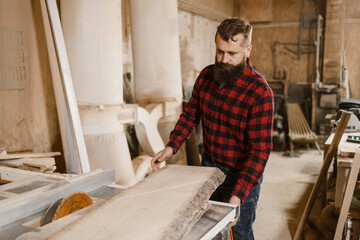 Carpenter at Work in Woodshop