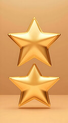 Obraz premium Two 3D Gold Stars Shine Brightly on a Soft Gold Background