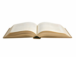 Fototapeta premium Open Book Lies Flat with Pages Spread Open on a White Background Displays Knowledge