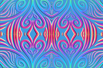 Beautiful classic design colourful background with flower leaf line art pattern of indonesian culture traditional batik	