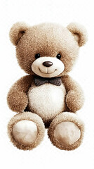 Obraz premium Adorable Teddy Bear Sits Contentedly with a Bow Tie, Ready for Cuddles and Playtime Fun