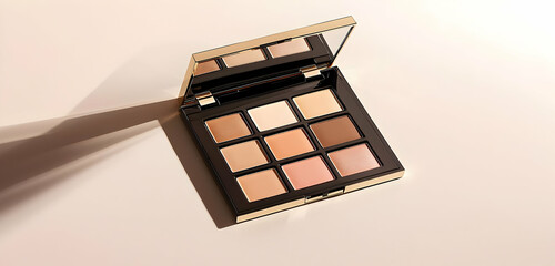 An elegant makeup palette mockup with minimalist design, perfect for high-end cosmetics or beauty brands.