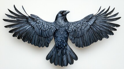 Obraz premium A Raven in Flight Wings Spread Wide