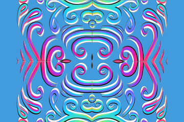 Beautiful classic design colourful background with flower leaf line art pattern of indonesian culture traditional batik	