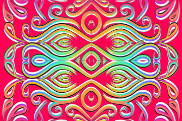 Beautiful classic design colourful background with flower leaf line art pattern of indonesian culture traditional batik	