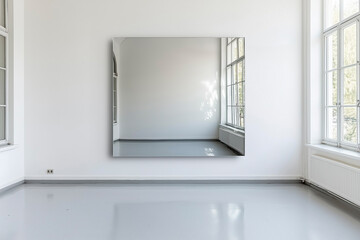 Reflective Mirror in Minimalist Room