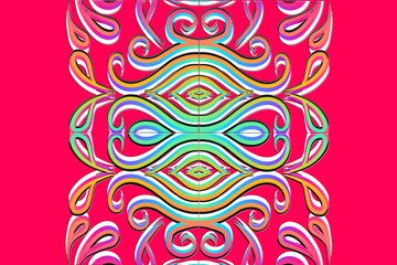 Beautiful classic design colourful background with flower leaf line art pattern of indonesian culture traditional batik	