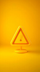 3D Yellow Exclamation Mark Sign Indicates Caution or Warning on a Yellow Background