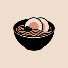 noodle vector logo on a bowl