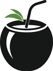 Coconut Drink Silhouette Vector Illustration Design