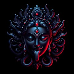 Naklejka premium portrait of maa kali with black background
