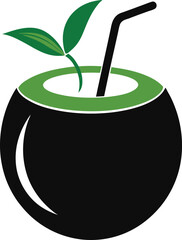 Coconut Drink Silhouette Vector Illustration Design