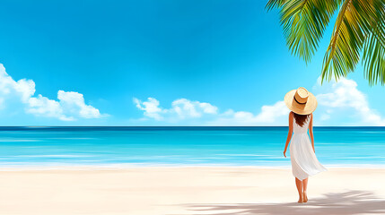 Summer Vacation - Accessories In Tropical Beach With Defocused Ocean, Summer Background