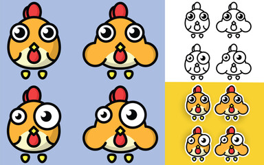 collection of cute chicken icon cartoon vector