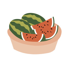 watermelon in a basket isolated on white background