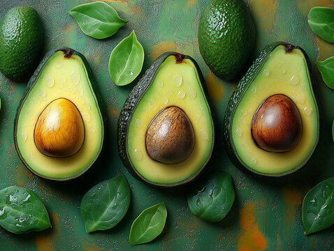 Fresh avocado top view.