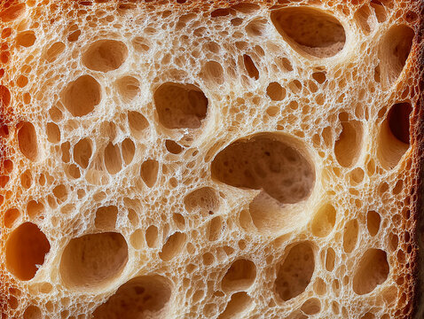 The texture of the bread. Food photography.