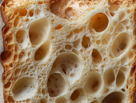 The texture of the bread. Food photography.