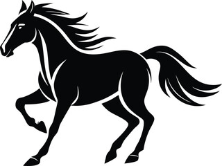 Running Horse Silhouette Vector Hand-Drawn Design