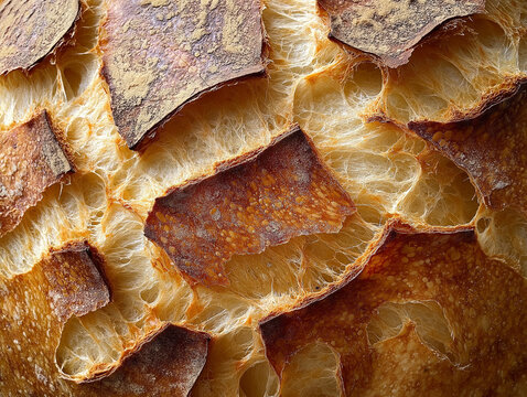 The texture of the bread. Food photography.