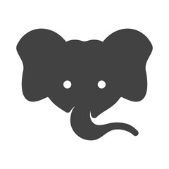 elephant face icon vector flat illustration