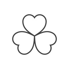 line icon three love heart shamrock icon isolated on white background